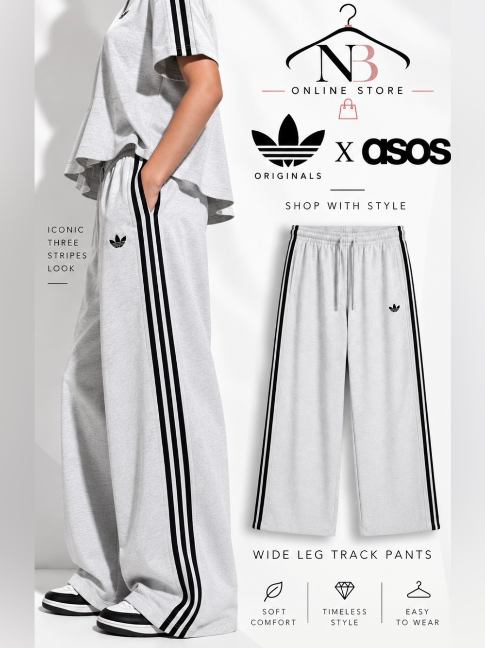 adidas Originals × ASOS barrel leg sweatpants in gray